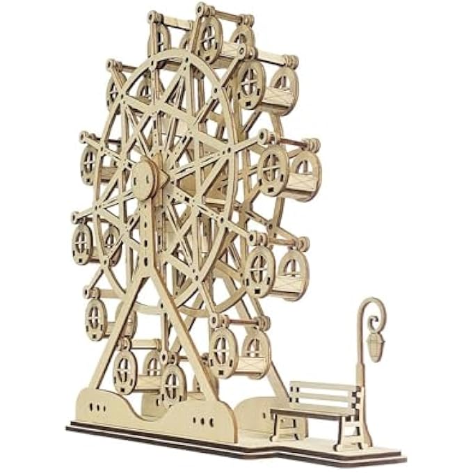 3D WOODEN PUZZLE MARBLE MAZE - DIY MECHANICAL MARBLE RUN MODEL, CREATIVE BUILDING SET FOR ADULTS & CHILDREN, EDUCATIONAL TOY WITH GEARS, GIFT FOR CRAFTERS AND MODEL BUILDING FANS (GIANT WHEEL 93 - Image 1